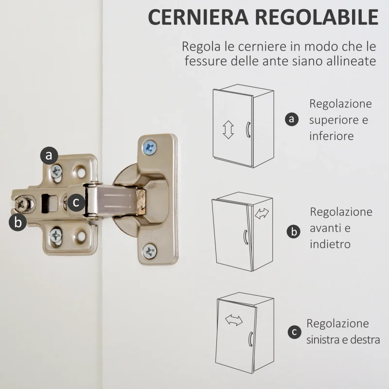 EASYCOMFORT Armadio a Due Ante in Legno con 1 Ripiano, 1 Appendiabiti, 2 Cassetti con Maniglie Intagliate, Bianco 80x40x180cm - Image 7