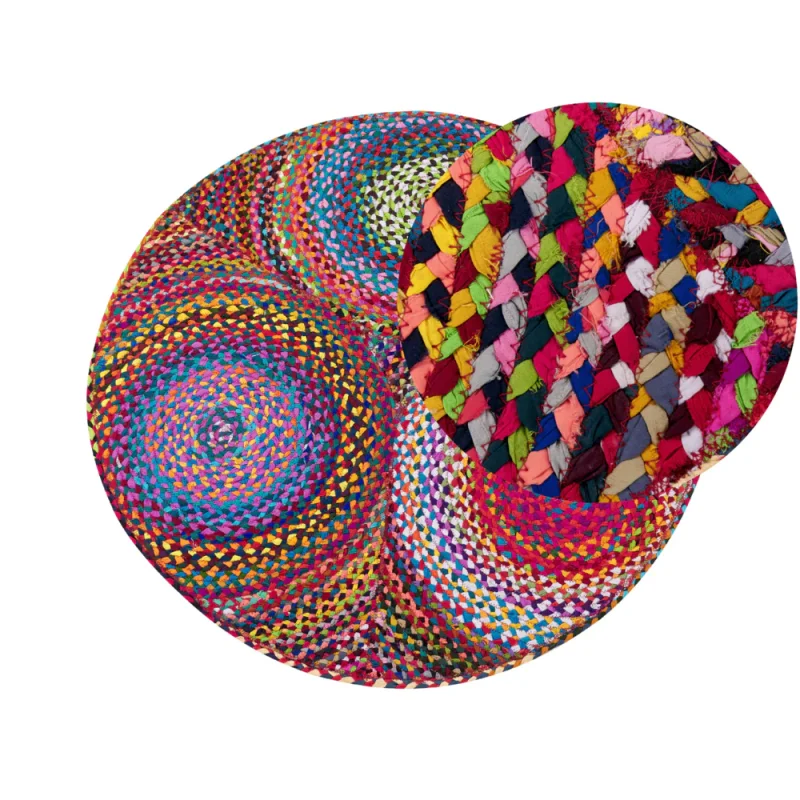 Tappeto rotondo Multicolore in cotone Boho Accessori per il soggiorno di ispirazione country ⌀ 140 cm - Image 7