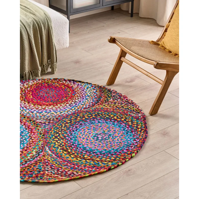 Tappeto rotondo Multicolore in cotone Boho Accessori per il soggiorno di ispirazione country ⌀ 140 cm - Image 10