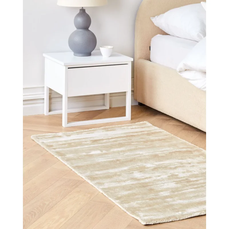 Moderno Tappeto da Soggiorno Rettangolare in Viscosa 80 x 150 cm di colore Beige stile contemporaneo - Image 4