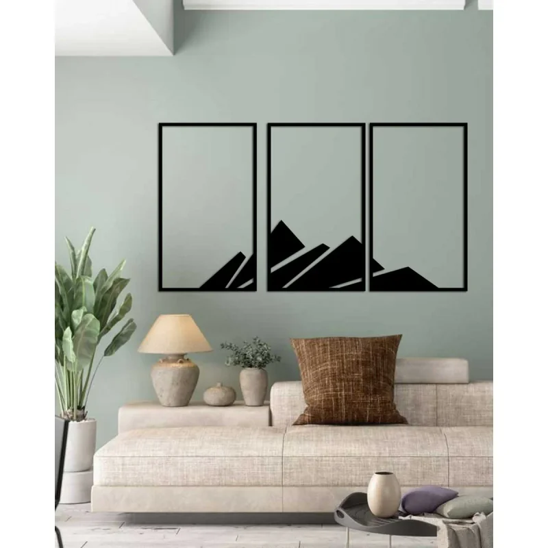 Decorazione in Metallo Montagna 16, Nero, Metallo, 120x0,15x69 cm, EPIKASA - Image 4