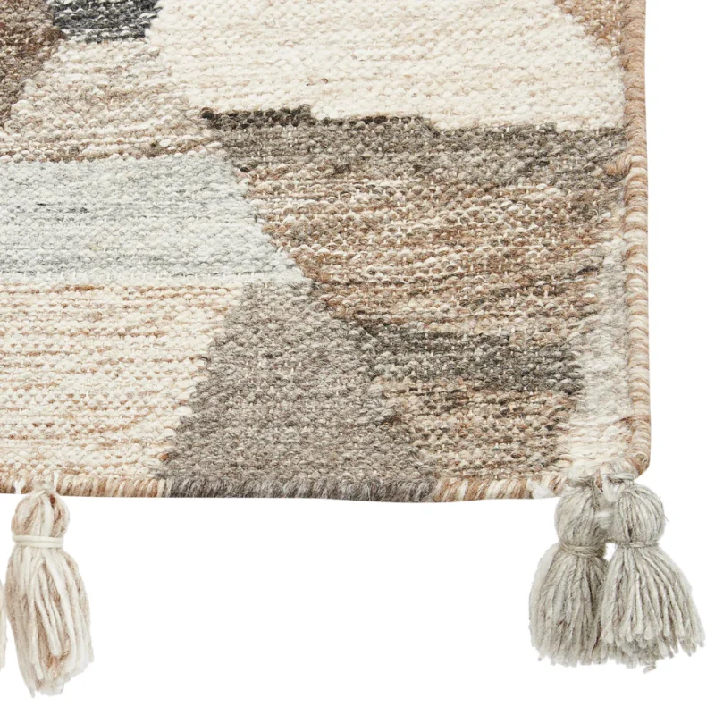 Tappeto di lana multicolore 200 x 300 cm kilim fatto a mano patchwork con nappe soggiorno camera da letto - Image 6