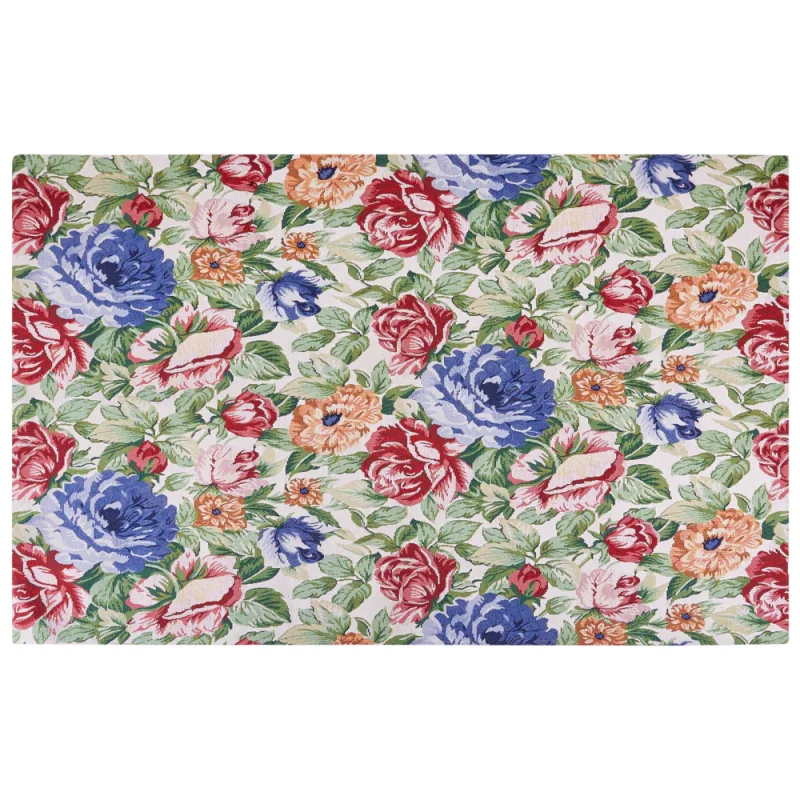 Tappeto multicolore in cotone 140 x 200 cm Motivo floreale a trama piatta Jacquard Tessuto Soggiorno Camera da letto Tradizionale Boho - Image 6