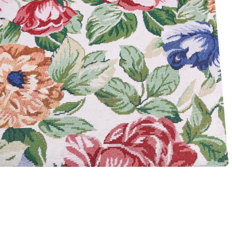Tappeto multicolore in cotone 140 x 200 cm Motivo floreale a trama piatta Jacquard Tessuto Soggiorno Camera da letto Tradizionale Boho - Image 7