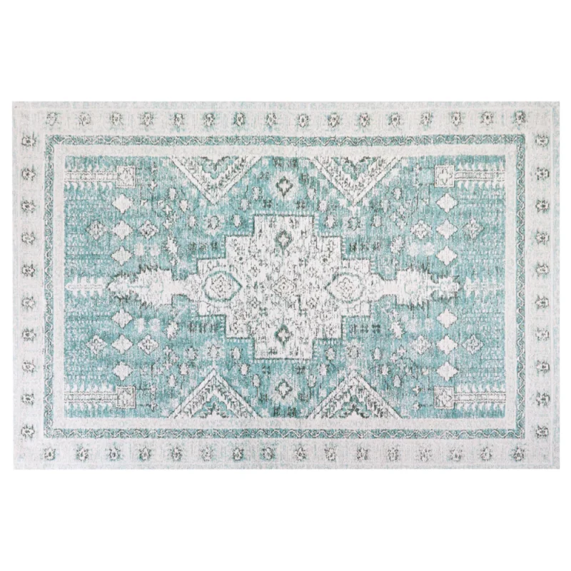 Tappeto in cotone di colore verde menta 200 x 300 cm con motivo orientale soggiorno camera da letto stile retrò - Image 6