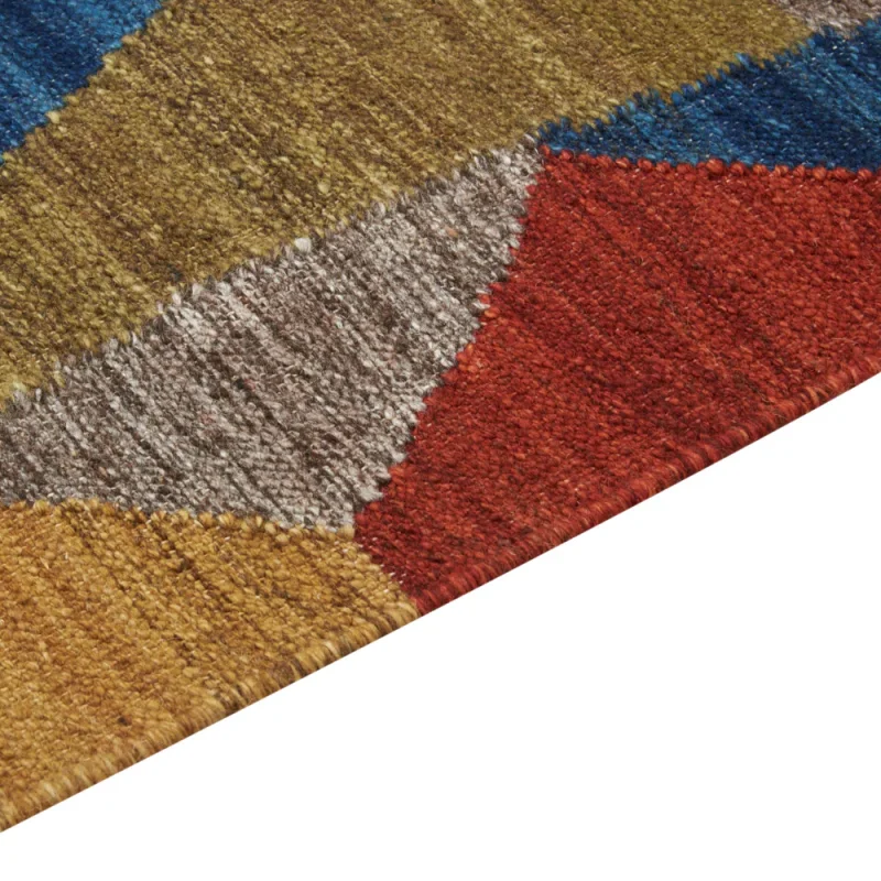 Tappeto kilim in lana multicolore a mano patchwork nappe 160 x 230 cm soggiorno camera da letto - Image 3