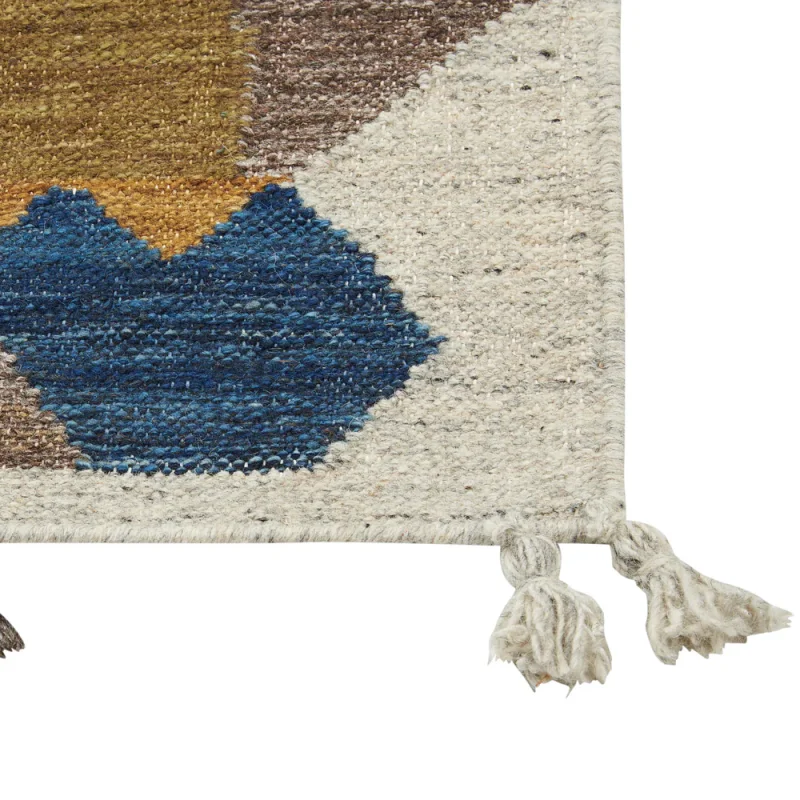 Tappeto kilim in lana multicolore a mano patchwork nappe 160 x 230 cm soggiorno camera da letto - Image 6