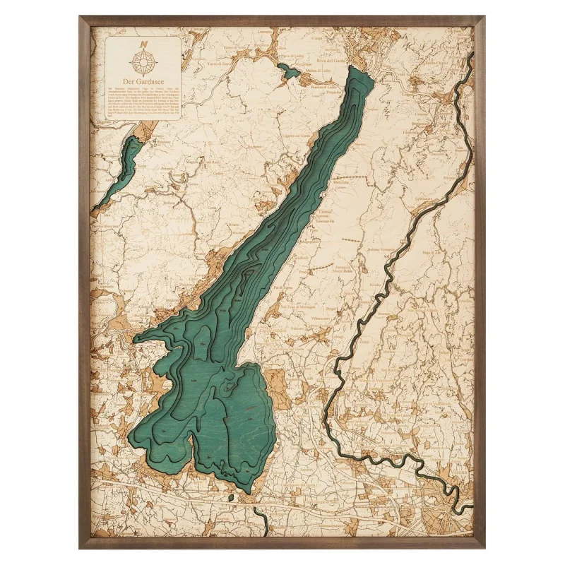 Mappa 3D con Cornice Lago di Garda L, Multicolore, Legno, 61x6x81 cm, CUTTING BROTHERS - Image 4