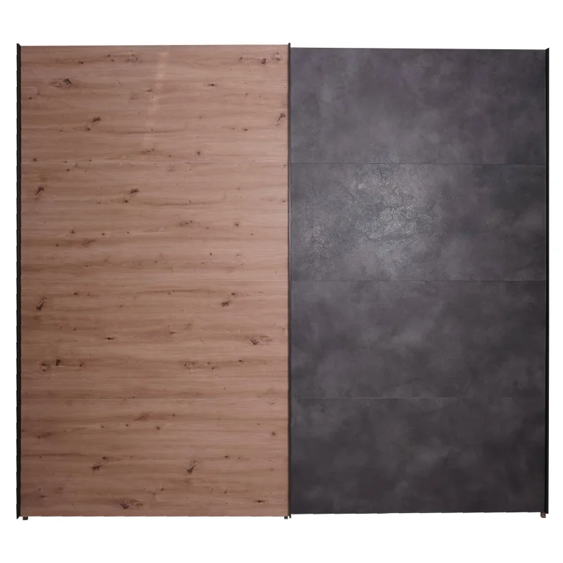 Guardaroba a 2 ante scorrevoli con barra appendiabiti, Armadio spazioso per camera da letto, Made in Italy, cm 251x60h223, colore Rovere e Antracite - Image 4