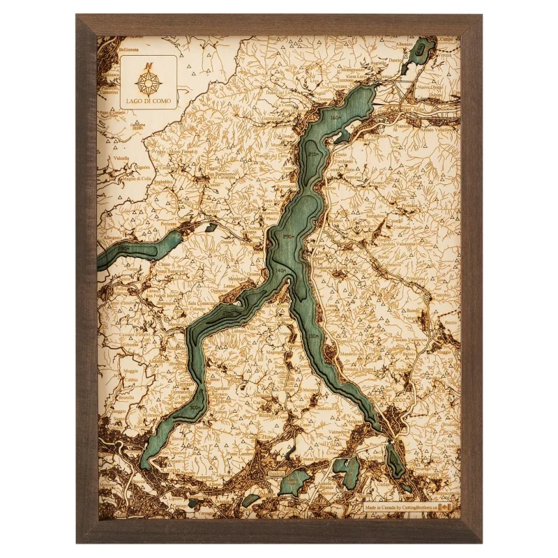 Mappa 3D con Cornice Lago di Como S, Multicolore, Legno, 31x6x41 cm, CUTTING BROTHERS - Image 4