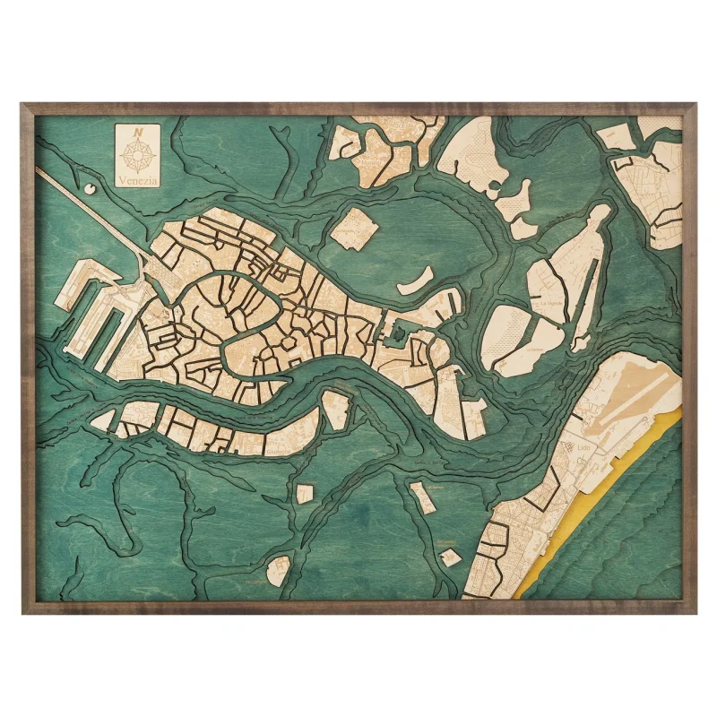 Mappa 3D con Cornice Venezia L, Multicolore, Legno, 81x6x61 cm, CUTTING BROTHERS - Image 4