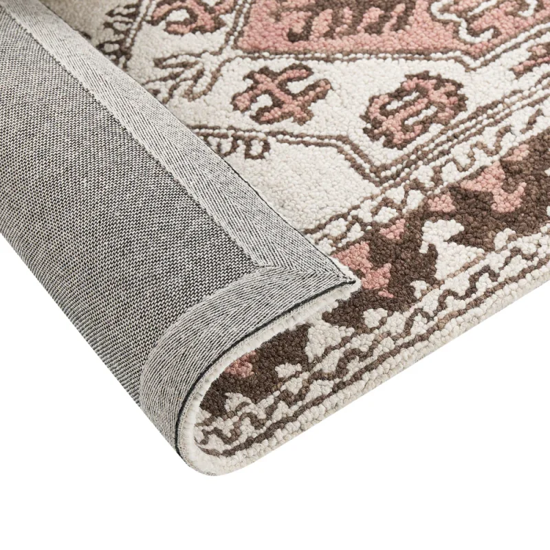 Tappeto multicolore lana 140 x 200 cm fatto a mano motivo geometrico orientale boho soggiorno camera da letto - Image 3
