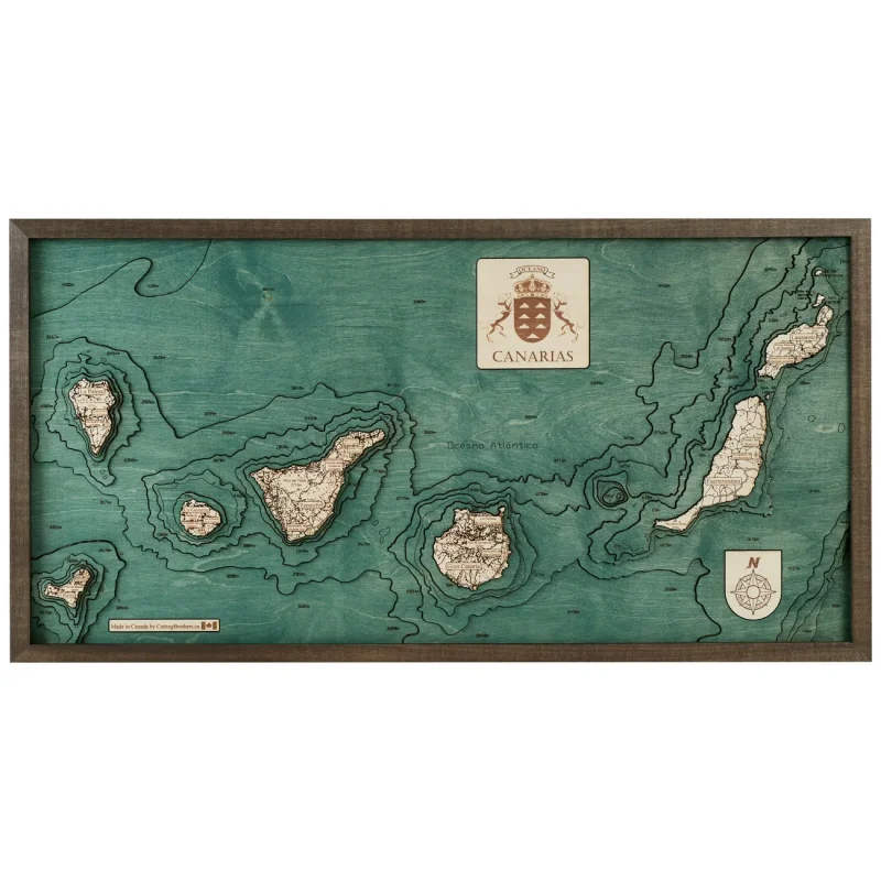 Mappa 3D con Cornice Isole Canarie, Multicolore, Legno, 81x6x41 cm, CUTTING BROTHERS - Image 5