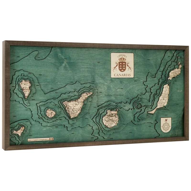 Mappa 3D con Cornice Isole Canarie, Multicolore, Legno, 81x6x41 cm, CUTTING BROTHERS - Image 6
