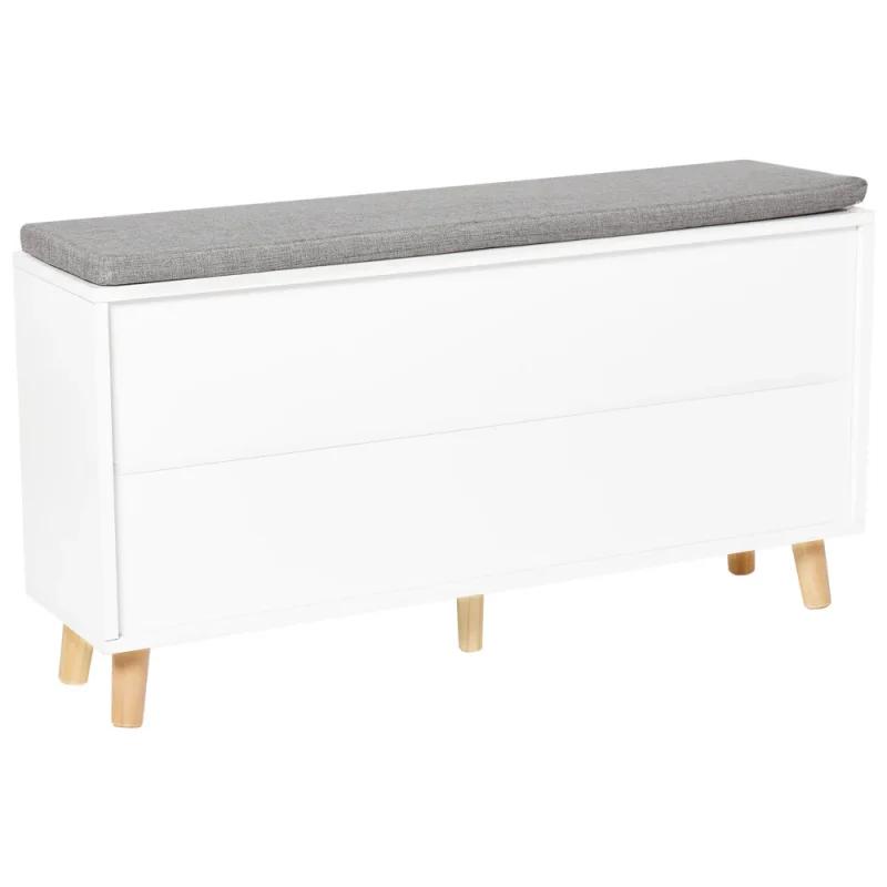 Armadietto porta scarpe in MDF bianco a 2 scomparti con cuscino in cima Design minimalista in stile scandinavo Corridoio - Image 11