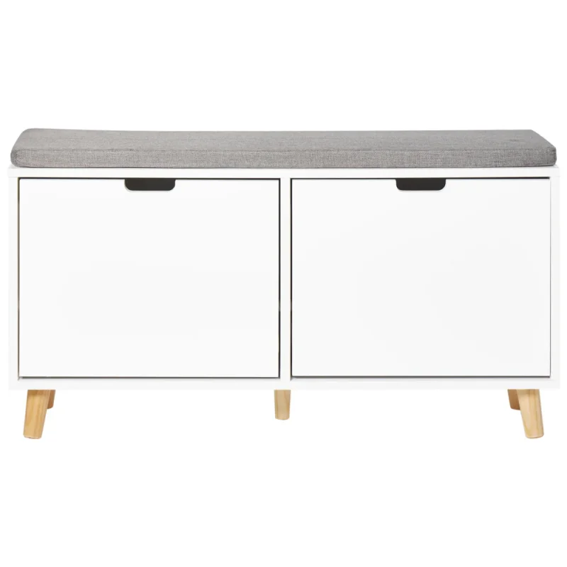 Armadietto porta scarpe in MDF bianco a 2 scomparti con cuscino in cima Design minimalista in stile scandinavo Corridoio - Image 10