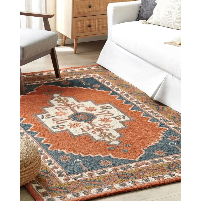 Tappeto multicolore lana 160 x 230 cm fatto a mano motivo geometrico orientale boho soggiorno camera da letto - Image 4