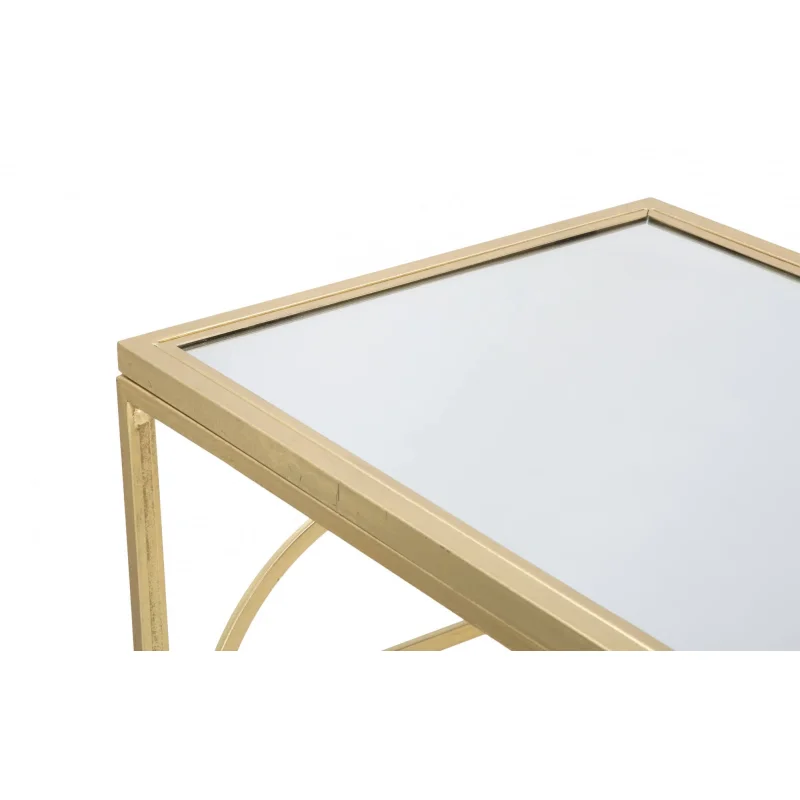 Console rettangolare, in metallo dorato, con piano in vetro specchiato, colore oro, Misure 41 x 81 x 120 cm - Image 8