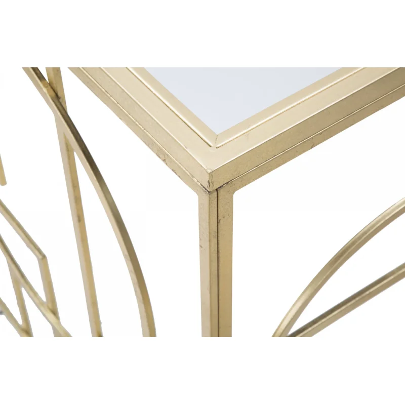 Console rettangolare, in metallo dorato, con piano in vetro specchiato, colore oro, Misure 41 x 81 x 120 cm - Image 9