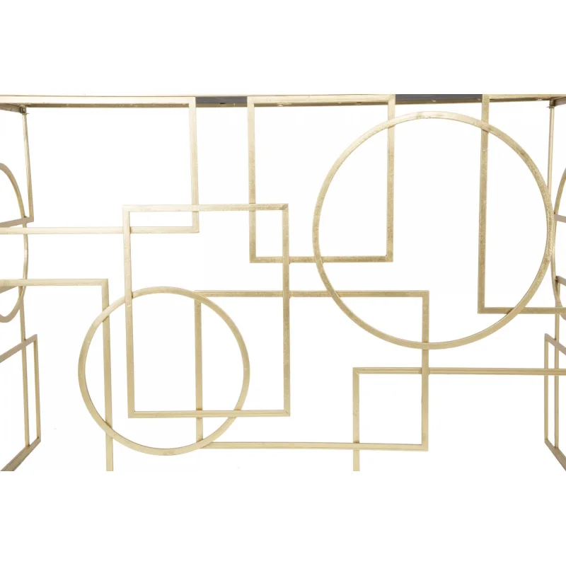 Console rettangolare, in metallo dorato, con piano in vetro specchiato, colore oro, Misure 41 x 81 x 120 cm - Image 10