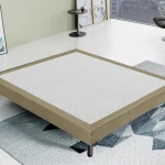 Letto Sommier Matrimoniale 160x200 Tortora Rivestito - Resistente fino a 120 Kg per Persona