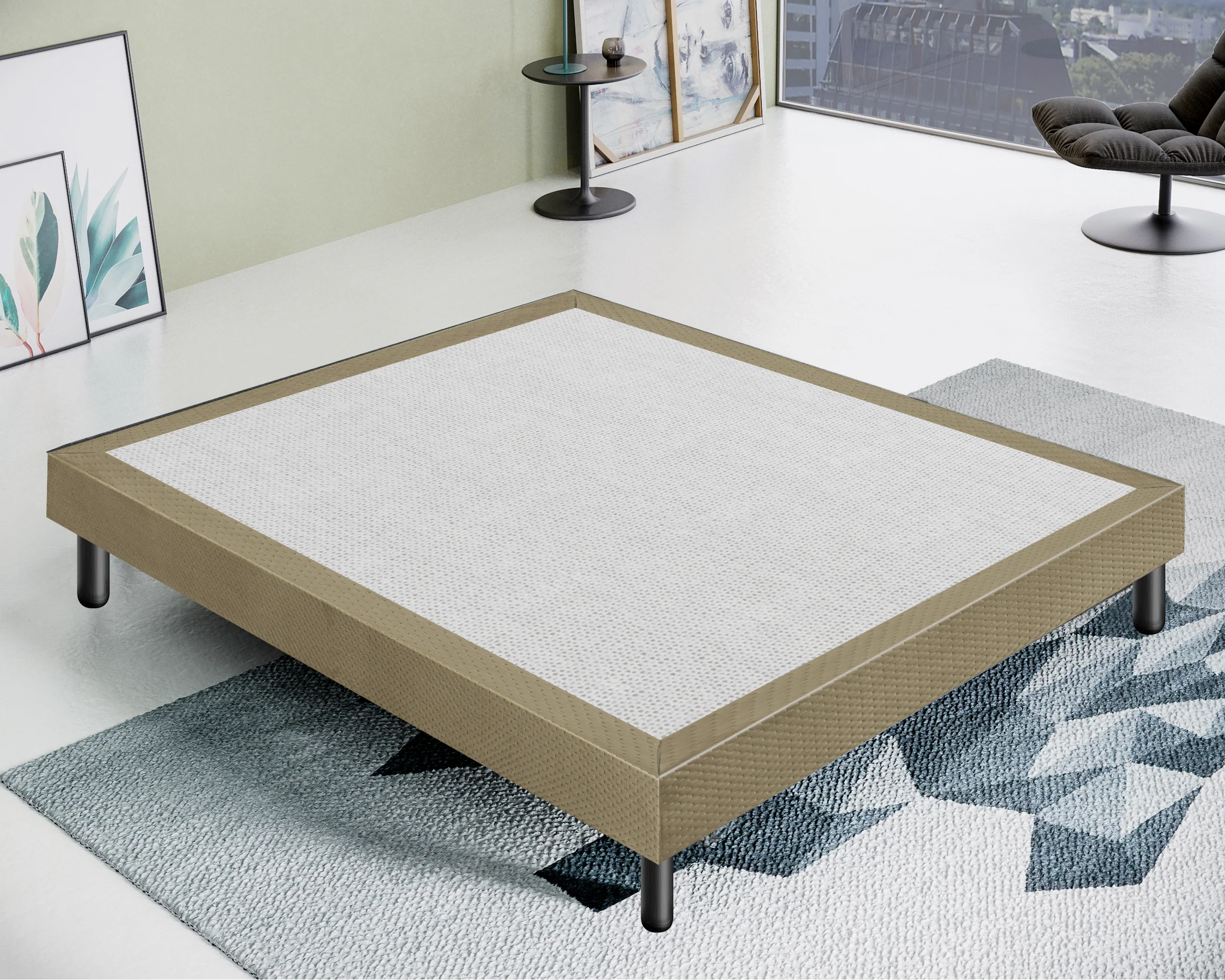 484bfa0c219fbaca1946f4217ac4fb39bbfaa150c4219409087b139c21fbae18.webp Letto Sommier Matrimoniale 160x200 Tortora Rivestito - Resistente fino a 120 Kg per Persona - Image 1