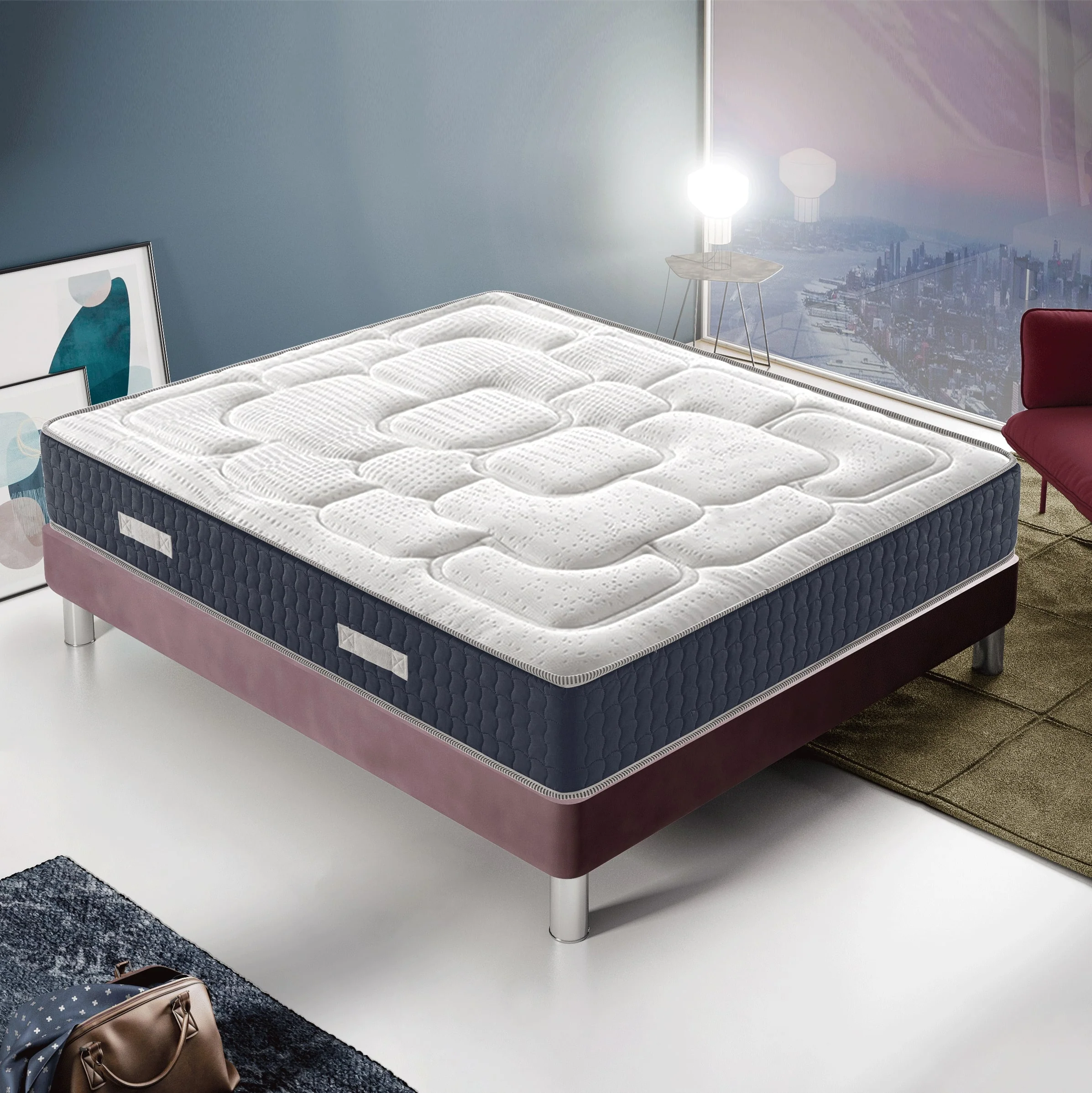 91f94c9fe2e0ed5e0442bda8a03648c10c6e9a04ea671ba50b0c7cd9b141cee2.webp Materasso Matrimoniale 160x200 in memory Foam Altezza 30 cm 11 zone differenziate 5cm memory Ortopedico Anatomico - Image 1