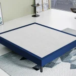 Letto Sommier Matrimoniale 160x200 Blu Rivestito - Resistente fino a 120 Kg per Persona