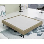 Letto Sommier Matrimoniale 160x190 Tortora Rivestito - Resistente fino a 120 Kg per Persona