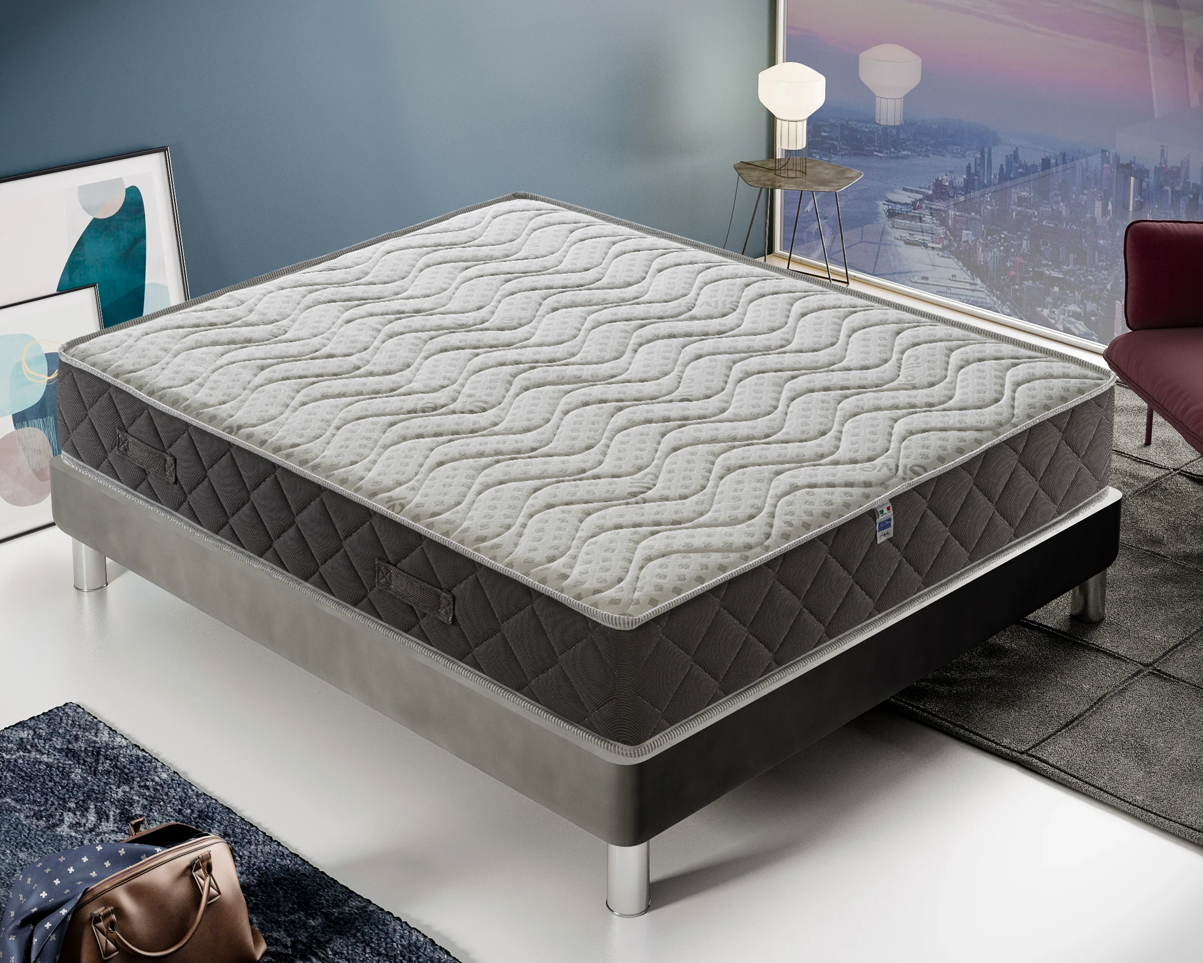 f035d67ae62f406895c8cdfc5f764be16a12a27cd094ab10ec2e1ade865263b7.webp Materasso Matrimoniale 200x200 in Memory Foam 11 zone di comfort Rivestimento Silver Safe - Image 1